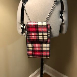Pink & White Plaid Zipper Cross-bag